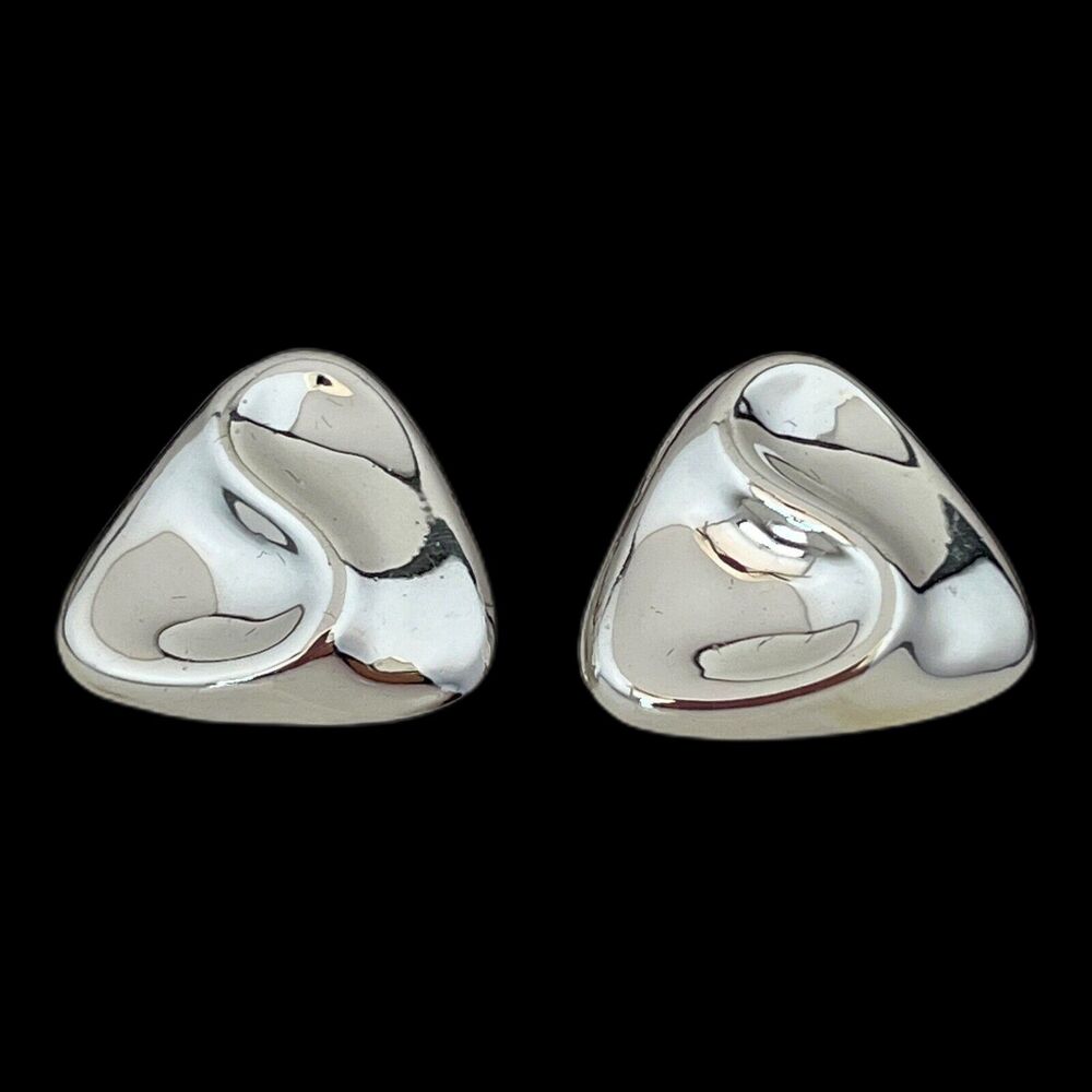 Vintage 1980s Silver Tone Earrings Lightweight Pierced - 3G